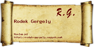 Rodek Gergely névjegykártya
